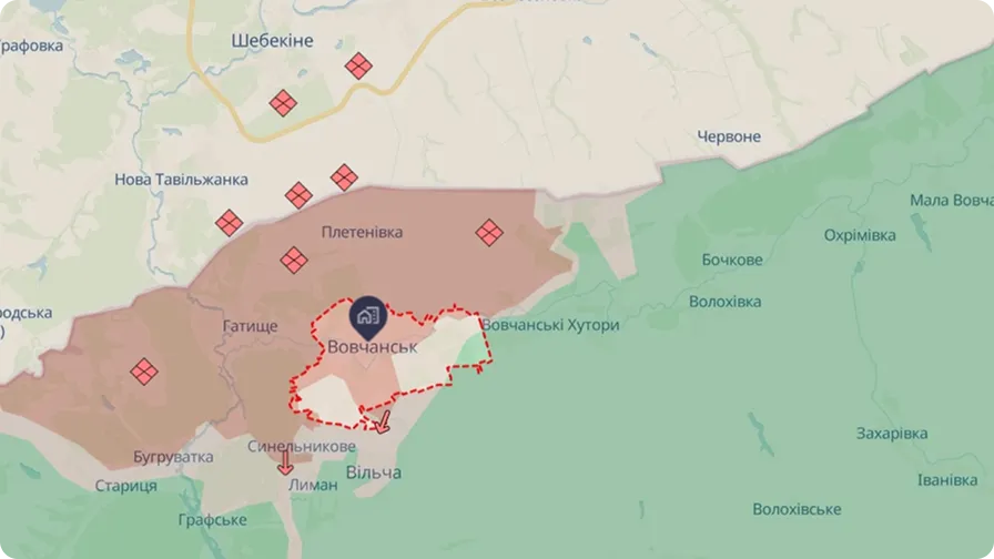 Руйнування у Вовчанську